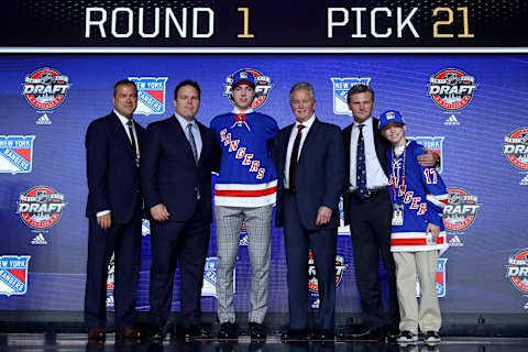 CHICAGO, IL – JUNE 23: Filip Chytil poses for photos after being selected 21st overall by the New York Rangers during the 2017 NHL Draft at the United Center on June 23, 2017 in Chicago, Illinois. (Photo by Bruce Bennett/Getty Images)