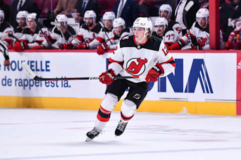 Tyce Thompson #12 of the New Jersey Devils (Photo by Minas Panagiotakis/Getty Images)