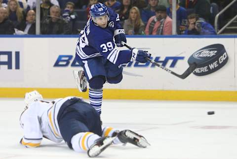 BUFFALO, NY – JANUARY 29: Matt Frattin #39 of the Toronto Maple Leafs . (Photo by Tom Szczerbowski/Getty Images)