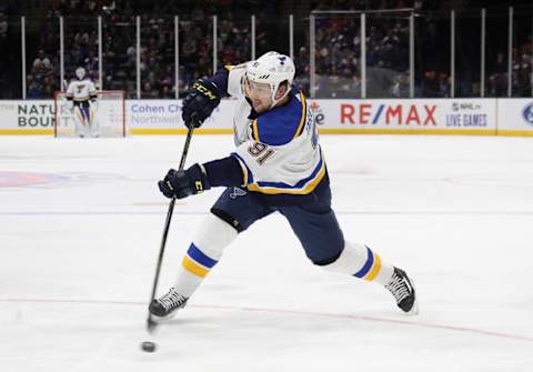 UNIONDALE, NEW YORK – OCTOBER 14: Vladimir Tarasenko #91 of the St. Louis Blues skates against the New York Islanders at NYCB Live’s Nassau Coliseum on October 14, 2019 in Uniondale, New York. The Islanders defeated the Blues 3-2 in overtime. (Photo by Bruce Bennett/Getty Images)