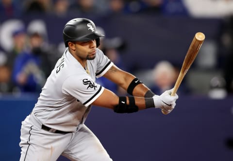 TORONTO, ON – APRIL 26: Elvis Andrus #1 of the Chicago White Sox bats against the Toronto Blue Jays at Rogers Centre on April 26, 2023 in Toronto, Ontario, Canada. (Photo by Vaughn Ridley/Getty Images)