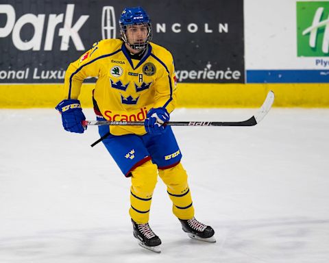 PLYMOUTH, MI – FEBRUARY 15: Jacob Olofsson #21 (Photo by Dave Reginek/Getty Images)*** Local Caption *** Jacob Olofsson