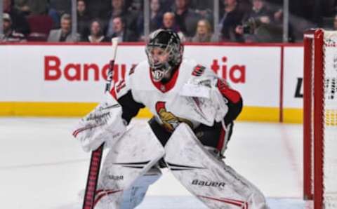 MONTREAL, QC – NOVEMBER 20: Goaltender Craig Anderson #41 of the Ottawa Senators stands guard by the net against the Montreal Canadiens during the second period at the Bell Centre on November 20, 2019 in Montreal, Canada. The Ottawa Senators defeated the Montreal Canadiens 2-1 in overtime. (Photo by Minas Panagiotakis/Getty Images)