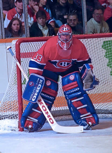 TORONTO, ON – FEBRUARY 26: Patrick Roy #33 of the Montreal Canadiens skates against the Toronto Maple Leafs during NHL game action on February 26, 1994 at Maple Leaf Gardens in Toronto, Ontario, Canada. (Photo by Graig Abel/Getty Images)