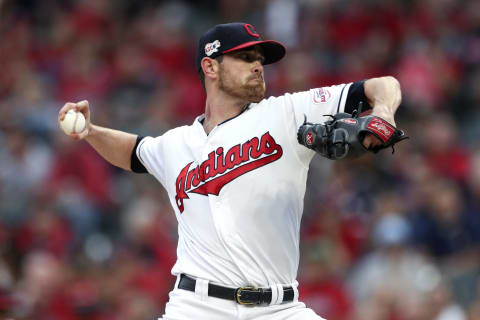 Shane Bieber of the Cleveland Indians. (Photo by Ron Schwane/Getty Images)