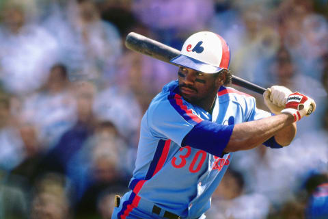 FLUSHING, NY – SEPTEMBER 1989: Tim Raines #30 of the Montreal Expos batting against the New York Mets in September 1989 at Shea Stadium in Flushing, New York. (Photo by Ronald C. Modra/Sports Imagery/Getty Images)