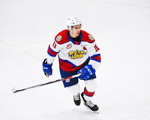 Dylan Guenther #11 of the Edmonton Oil Kings. (Photo by Derek Leung/Getty Images)