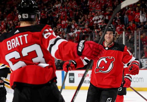 Jesper Bratt #63 of the New Jersey Devils. (Photo by Elsa/Getty Images)