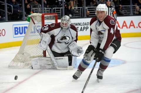 Vegas Golden Knights: Colorado Avalanche defenseman Tyson Barrie (4) helps goalie Spencer Martin (30) defend the goal against the Los Angeles Kings during the second period at Staples Center. Mandatory Credit: Gary A. Vasquez-USA TODAY Sports