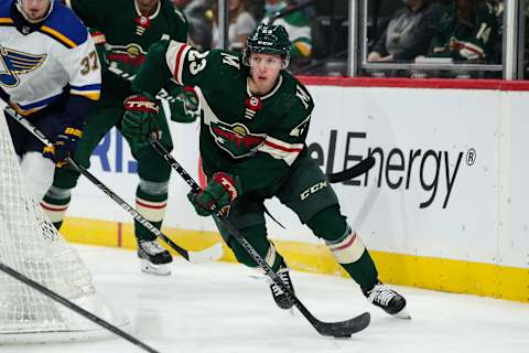 Marco Rossi was part of the Minnesota Wild during training camp this season. Will he make his NHL debut soon with Joel Eriksson Ek’s injury?( David Berding-USA TODAY Sports)