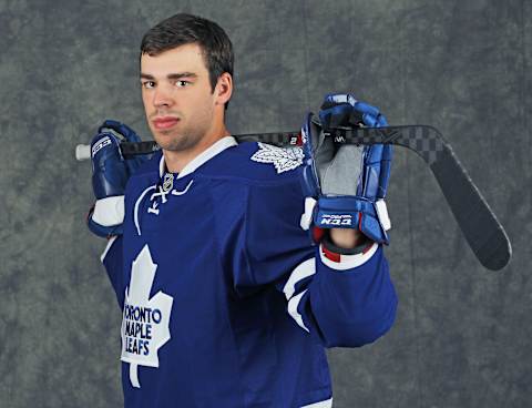 TORONTO,ON – AUGUST 23: Greg McKegg of the Toronto Maple Leafs poses for an NHLPA – The Players Collection portrait at the Mattamy Sports Center on August 23, 2014 in Toronto, Ontario, Canada. (Photo by Ken Andersen/NHLPA via Getty Images)