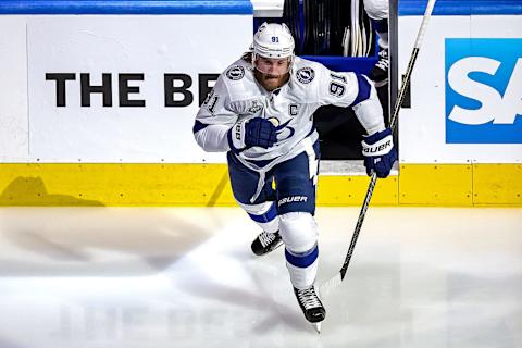 Steven Stamkos #91 of the Tampa Bay Lightning. (Photo by Bruce Bennett/Getty Images)