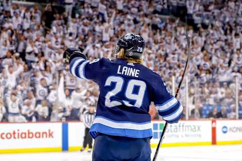 WINNIPEG, MB – APRIL 12: Patrik Laine #29 (Photo by Darcy Finley/NHLI via Getty Images)