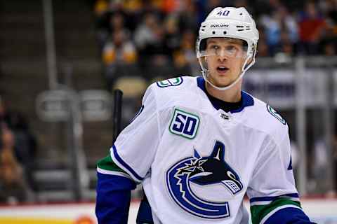 Vancouver Canucks Center Elias Pettersson (40) looks on (Photo by Jeanine Leech/Icon Sportswire via Getty Images)