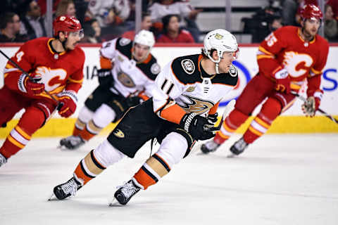 CALGARY, AB – MARCH 29: Anaheim Ducks Left Wing Daniel Sprong (11) (Photo by Brett Holmes/Icon Sportswire via Getty Images)