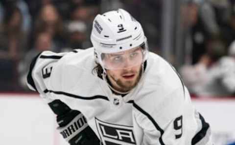 VANCOUVER, CANADA – APRIL 2: Adrian Kempe #9 of the Los Angeles Kings during NHL action against the Vancouver Canucks on April 2, 2023, at Rogers Arena in Vancouver, British Columbia, Canada. (Photo by Rich Lam/Getty Images)