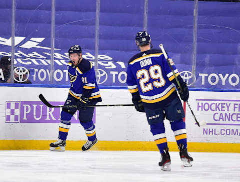 St. Louis Blues right wing Vladimir Tarasenko (91) celebrates after scoringMandatory Credit: Jeff Curry-USA TODAY Sports