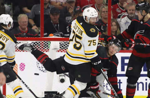 Brock McGinn #23 of the Carolina Hurricanes  (Photo by Bruce Bennett/Getty Images)