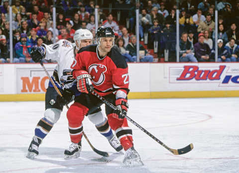 Scott Niedermayer #27, Defenseman for the New Jersey Devils (Photo by Doug Pensinger/Allsport/Getty Images)