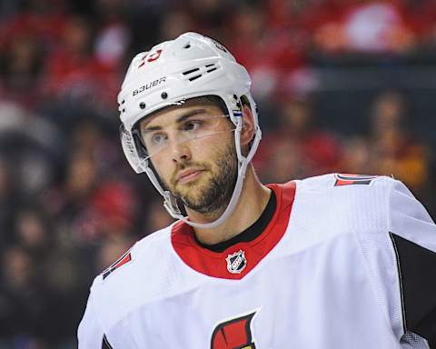 CALGARY, AB – OCTOBER 13: Derick Brassard #19 of the Ottawa Senators in action Calgary Flames during an NHL game at Scotiabank Saddledome on October 13, 2017 in Calgary, Alberta, Canada. (Photo by Derek Leung/Getty Images)