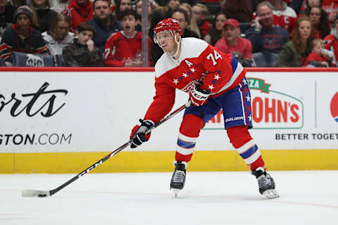 WASHINGTON, DC – FEBRUARY 23: John Carlson #74   (Photo by Patrick Smith/Getty Images)