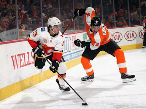 Johnny Gaudreau #13 of the Calgary Flames (Photo by Bruce Bennett/Getty Images)