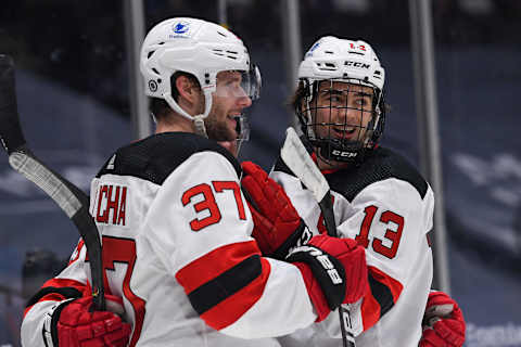 New Jersey Devils center Nico Hischier (13): (Dennis Schneidler-USA TODAY Sports)