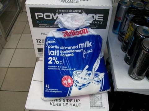 Bagged milk.