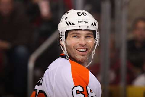 Jaromir Jagr looks on during a game with the Flyers. (Photo by Christian Petersen/Getty Images)