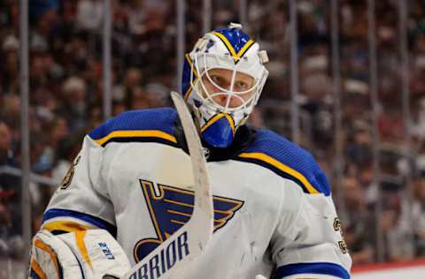 St. Louis Blues goaltender Ville Husso (35) Mandatory Credit: Isaiah J. Downing-USA TODAY Sports