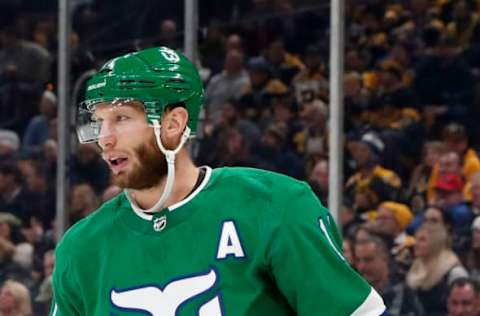 BOSTON, MA – MARCH 05: Carolina Hurricanes center Jordan Staal (11) during a game between the Boston Bruins and the Carolina Hurricanes on March 5, 2019, at TD Garden in Boston, Massachusetts. (Photo by Fred Kfoury III/Icon Sportswire via Getty Images)