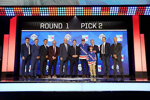 Kaapp Kakko smiles after being selected second overall by the New York Rangers during the first round of the 2019 NHL Draft at Rogers Arena on June 21, 2019 in Vancouver, Canada. (Photo by Bruce Bennett/Getty Images)