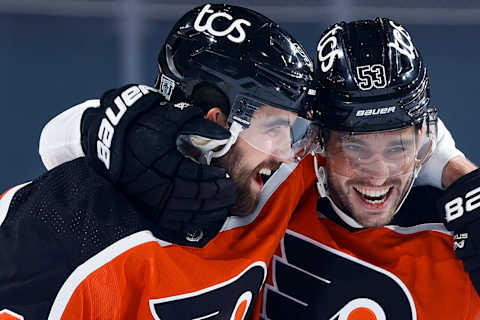 Erik Gustafsson and Shayne Gostisbehere, Philadelphia Flyers Photo by Tim Nwachukwu/Getty Images)