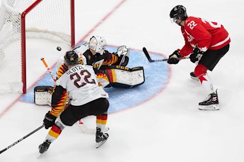 Dylan Cozens #22 of Canada. (Photo by Codie McLachlan/Getty Images)