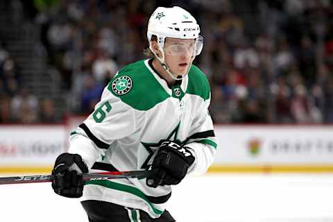 DENVER, CO – NOVEMBER 24: Julius Honka #6 of the Dallas Stars plays the Colorado Avalanche at the Pepsi Center on November 24, 2018 in Denver, Colorado. (Photo by Matthew Stockman/Getty Images)