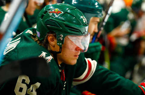 ST. PAUL, MN – NOVEMBER 04: Minnesota Wild right wing Mikael Granlund (64) looks on during the Central Division game between the Chicago Blackhawks and the Minnesota Wild on November 4, 2017 at Xcel Energy Center in St. Paul, Minnesota. (Photo by David Berding/Icon Sportswire via Getty Images)