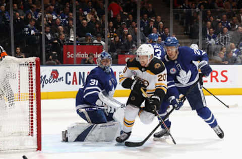 TORONTO, ONTARIO – NOVEMBER 15: Joakim Nordstrom #20 of the Boston Bruins skates against the Toronto Maple Leafs at the Scotiabank Arena on November 15, 2019 in Toronto, Ontario, Canada. (Photo by Bruce Bennett/Getty Images)