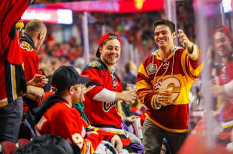 Dec 14, 2016; Calgary, Alberta, CAN; Fans during the third period between the Calgary Flames and the Tampa Bay Lightning at Scotiabank Saddledome. Tampa Bay Lightning won 6-3. Mandatory Credit: Sergei Belski-USA TODAY Sports