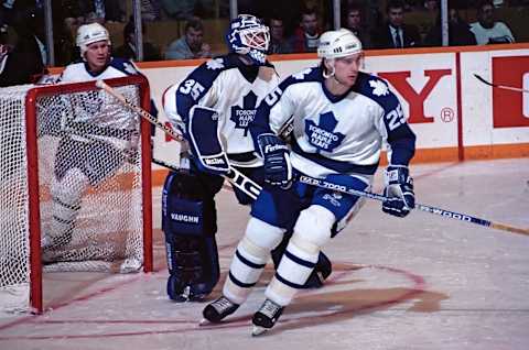 Tom Kurvers #25 of the Toronto Maple Leafs (Photo by Graig Abel/Getty Images)