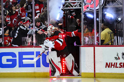 New Jersey Devils goaltender Vitek Vanecek (41): John Jones-USA TODAY Sports