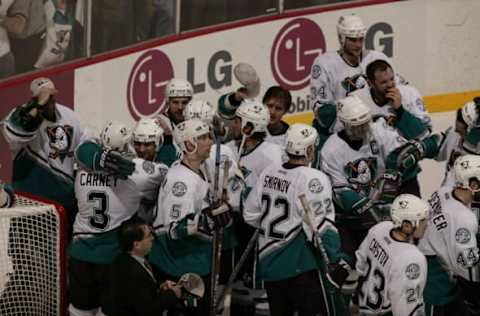 ANAHEIM, CA – May 16: The Mighty Ducks of Anaheim sweep the Minnesota Wild in 4 games to advance to the Stanley Cup finals with a game score of 2-1. (Photo by Henry DiRocco/Getty Images)