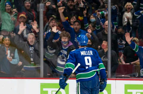 J.T. Miller #9, Vancouver Canucks, Fans (Photo by Rich Lam/Getty Images)