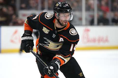 ANAHEIM, CALIFORNIA – MARCH 06: Adam Henrique #14 of the Anaheim Ducks during the first period of a game against the St. Louis Blues at Honda Center on March 06, 2019 in Anaheim, California. (Photo by Sean M. Haffey/Getty Images)