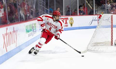 David Farrance #4 of the Boston University Terriers. (Photo by Richard T Gagnon/Getty Images)