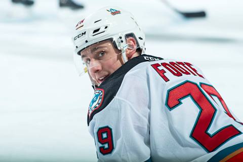 Nolan Foote #29 of the Kelowna Rockets. (Photo by Marissa Baecker/Getty Images)