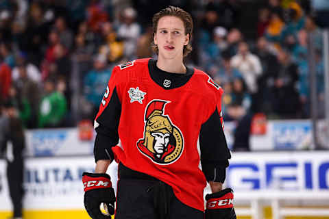 SAN JOSE, CA – JANUARY 25: Ottawa Senators defenseman Thomas Chabot (72) during the NHL All-Star Skills Competition at the SAP Center on January 25, 2019 in San Jose, CA. (Photo by Cody Glenn/Icon Sportswire via Getty Images)