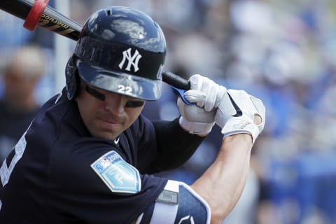 DUNEDIN, FL – FEBRUARY 27: Jacoby Ellsbury #22 of the New York Yankees wearing Nike batting gloves as he prepares to bat during a Grapefruit League spring training game against the Toronto Blue Jays at Florida Auto Exchange Stadium on February 27, 2018 in Dunedin, Florida. The Yankees won 9-8. (Photo by Joe Robbins/Getty Images)