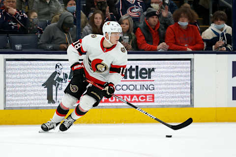 Tim Stutzle #18 of the Ottawa Senators (Photo by Kirk Irwin/Getty Images)