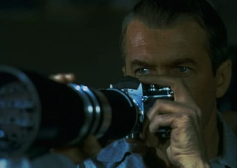 Jimmy Stewart in Alfred Hitchock's Rear Window (1954).