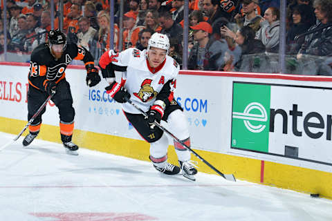 Mark Borowiecki #74 of the Ottawa Senators  (Photo by Drew Hallowell/Getty Images)